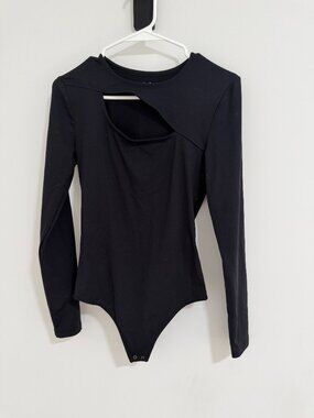 Abercrombie Soft A&F Black Asymmetrical Cutout Bodysuit S